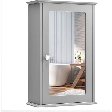 Bathroom Mirror Cabinet Wall Mounted Storage Cupboard Mirrored Medicine Cabinet (1/5)
