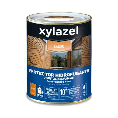 XYLAZEL protector hidrofugante sat 0.750l castaño , Lasur acrílico hidrófugo al agua. Forma sobre la superficie una capa protectora con efecto hidrorrepelente Protege todo tipo