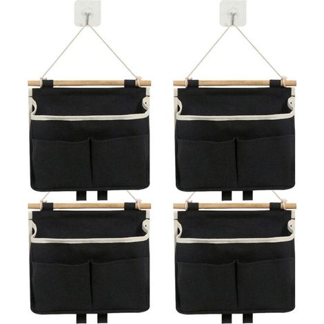 Set mit 4 Türhänger-Aufbewahrungstaschen aus wasserdichtem Leinen für Wohnzimmer, Schlafzimmer und Badezimmer.
