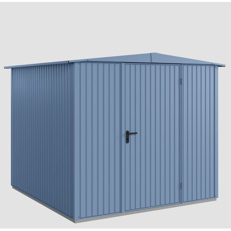 Hörmann Ecostar Metall-Gerätehaus Trend mit Satteldach Typ 2, 259 x 248 cm, taubenblau, 5,7 m², 2-flüglige Tür