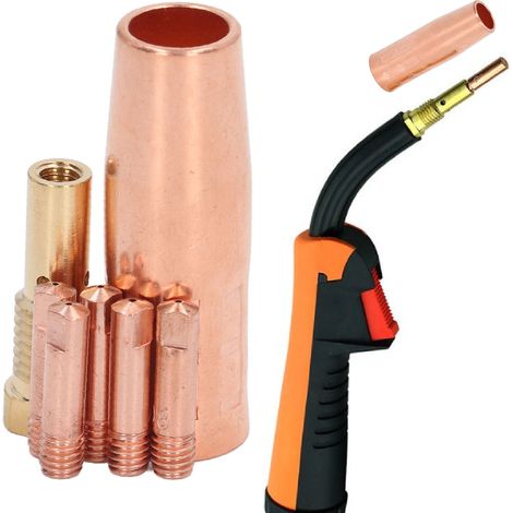 Kit de buse de protection tout cuivre 0,8 mm Chicago Electric modèle 170 pour torche de soudage MIG, compatible avec les modèles Century FC90/80GL, Forney Easy Weld, Titanium Easy Flux, Lincoln et Cra (1/5)