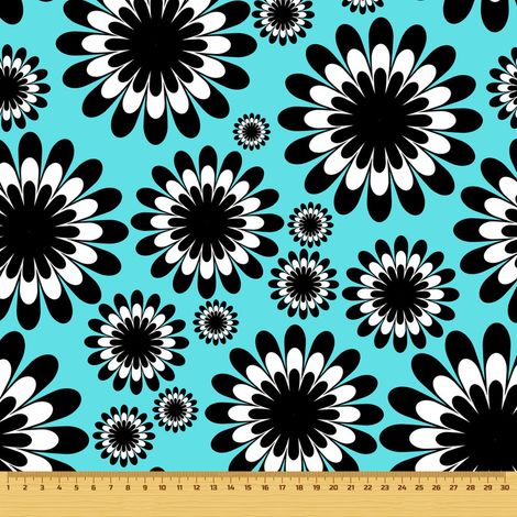 Tela decorativa Oxford para exteriores - Motivo floral en blanco y negro I DR044 (1/5)