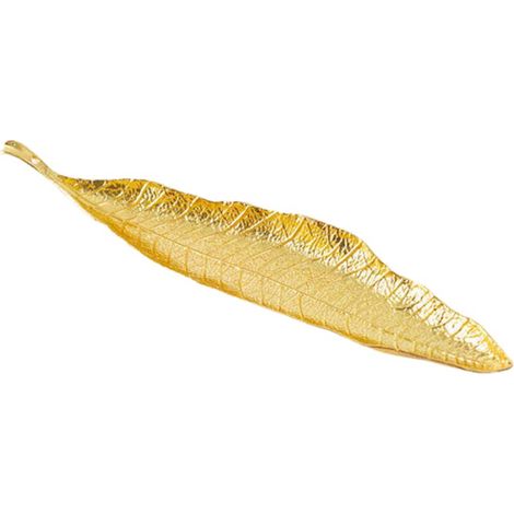 Lntyq Porte-Encens, 25 cm Support d’encens Métallique Brûleur d'encens en Forme de Feuille, Porte-Bâton d'encens Cendrier Porte Encens Batonnet Décor À la Maison Parfum(Or) (1/3)