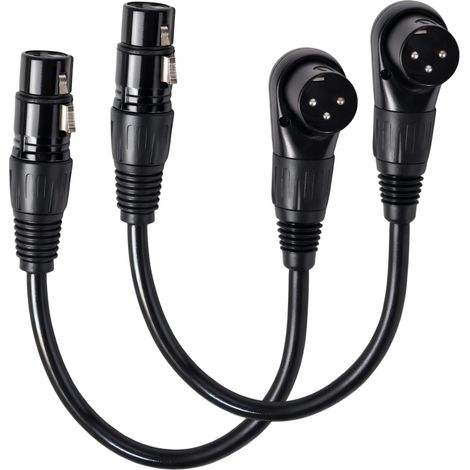 2pcs Câble XLR Angle Droit, Adaptateur XLR Mâle à Angle Réglable vers Femelle Droit 90 Degrés pour Équipement Audio Tables de Mixage Enregistreurs (Noir, 30cm) (1/5)