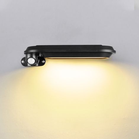 Lampe solaire coque noire pour jardin, lampadaire à LED avec détecteur de mouvement humain - lumière chaude, d'extérieur (1/5)