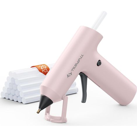 Tilswall Mini Pistolet à Colle Sans Fil Rose, Chauffe Rapide 90 s avec 20 Bâtons, Rechargeable pour DIY, Loisirs Créatifs, Décoration Maison et Réparation (1/5)