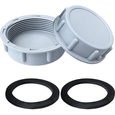 Set di 2 tappi in plastica, con filettatura interna a tenuta stagna, per tubi flessibili di lavatrice, cucina, bagno e lavanderia (45 mm) (1/5)