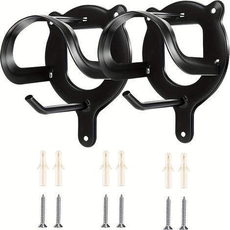 Halfterhalterung für Pferde, Halfterhaken, Aufbewahrung für Reitsportzubehör, Halfterhalterung aus Metall mit Rohren und Schrauben für Stallausrüstung (Schwarz), 2 Stück (1/5)