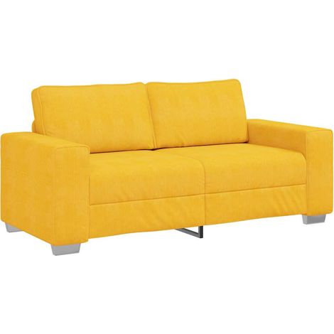 Divano Sofa Divanetto Giallo Chiaro 180x77x82cm Tessuto di Velluto a Coste (1/5)