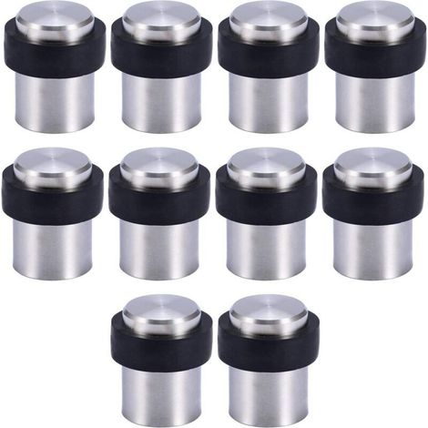 Set mit 10 Türstoppern aus Edelstahl, 4,5 cm – Zylindrisches Design mit Gummiring – Einfache Montage mit beiliegenden Schrauben