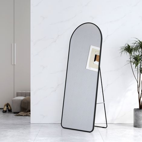 EMKE Bogen Ganzkörperspiegel 160x60cm für Schlafzimmer & Flur – Standspiegel mit Aluminiumrahmen und ESG-Sicherheitsglas Schwarz (1/5)