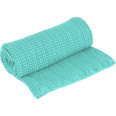 Plaid en coton 130x170 cm PERLA lagon par Vent du sud