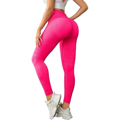 3D-Anti-Cellulite-Leggings, hochgeschnitten, mit Push-up- und Bauchweg-Effekt, sporttauglich, rosarot (1/5)