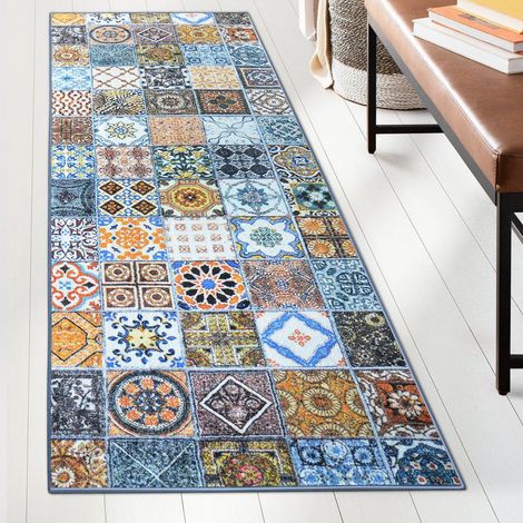 Tapis Ornement Vintage Oriental pour la Cuisine, Le Couloir et Le Salon, Bonita, 80 x 300 cm