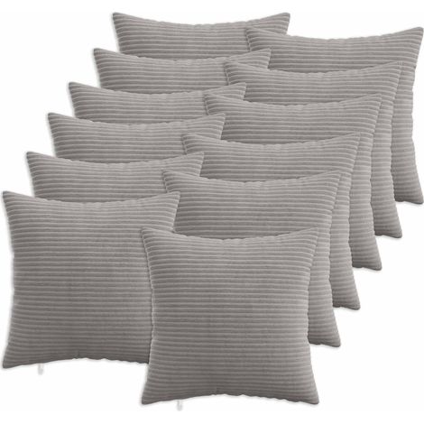Federa 12 pcs HEERLEN Grigio Chiaro 40 x 40 cm corduroy vidaXL