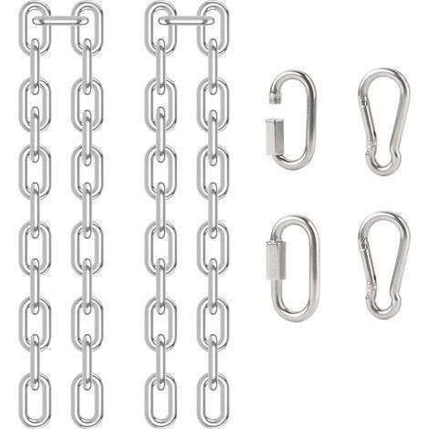 2M Chaîne de Chaise Suspendue Chaîne D'extension en Acier Inoxydable 304 avec 4 Mousqueton Connecteur pour Fixation de Suspension, Chaise Suspendue Exterieur (1/5)