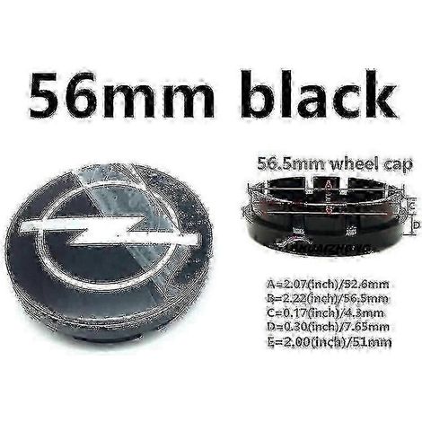 Lot de 4 enjoliveurs centraux de roue Opel 58 mm, noir et argent, avec logo et emblème. Accessoires inclus. Wigslar (1/3)