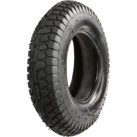 Garronda Reifen Set 4.80/4.00-8 mit Schlauch Schubkarrenreifen Ersatzreifen Schubkarre Bollerwagen Autoventil 6PR Gummi Ø 400 mm für Gartenwagen Hof Baustelle GD-0164, Schwarz