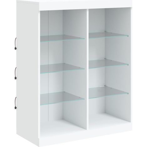 Credenza cassettiera mobile contenitore organizer cucina soggiorno salotto con luci LED 81 x 37 x 100 cm bianco 020029859