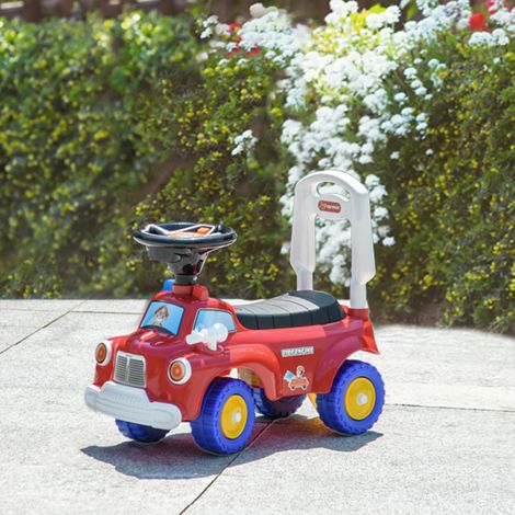 Porteur camion pompier rouge – Véhicule à pousser, coffre phares musique – 18-36 mois, amusant (1/5)