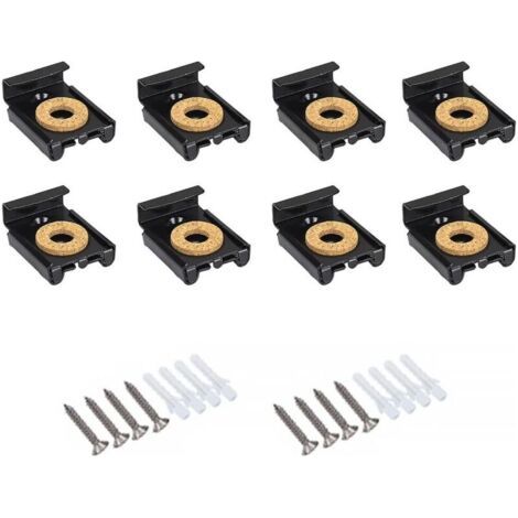 Lot de 8 fixations pour miroir - Clips à ressort - Kit de fixation murale avec chevilles et vis (noir) (1/4)