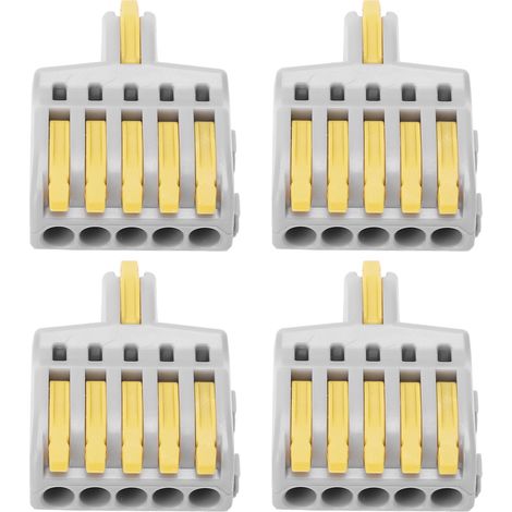20 connecteurs rapides SPL 1 entrée 5 sorties, répartiteur à poussoir, bornes de fil en cuivre et PC (jaune) (1/5)