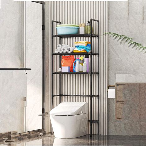 Rack De Rangement Au-Dessus Des Toilettes - 3 Niveaux En Acier Inoxydable Et Plastique - Pour Salle De Bains - 153 X 47,5 X 26 Cm - 1 Pièce