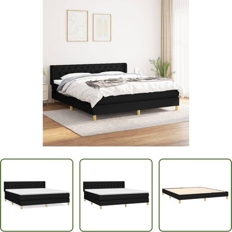 vidaXL Kopfteil - Boxspringbett mit Matratze Schwarz 160x200 cm Stoff (1/5)