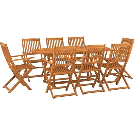 Maison Exclusive - Juego comedor de jardín 9 pzas madera maciza a (1/5)