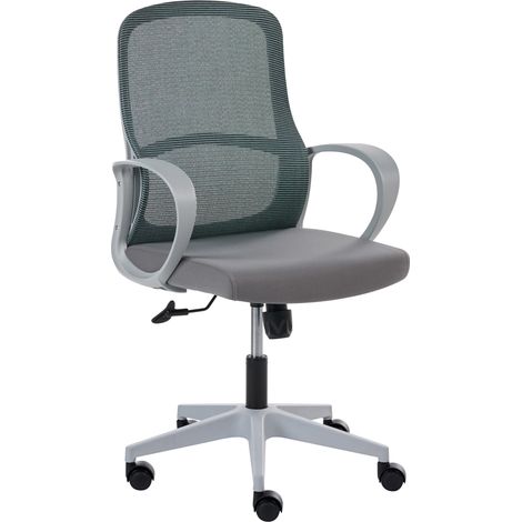 Silla de oficina giratoria moderna con respaldo inclinable de malla asiento de tela regulación de altura y reposabrazos gris Senta