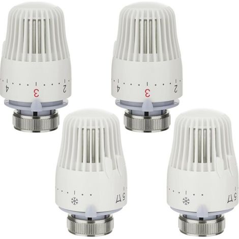 Thermostatic Radiator Head 1 to 5 Adjustment Functions Thermostatic Radiator Tap with Frost Protection for Office and Home, M30 x 1.5, White