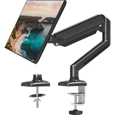 Soporte de escritorio para un solo monitor, compatible con monitores de hasta 32 pulgadas, con estándares VESA 75x75 y 100x100, color negro. (1/5)
