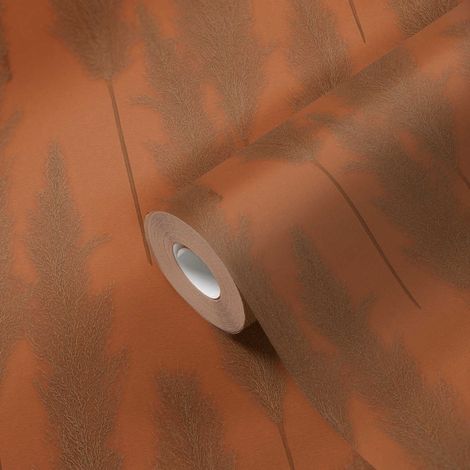 A.S. Création Tapete Pampasgras orange 10.05 m x 0.53 m 64 cm (gerade) Vlies hoch waschbeständig gut lichtbeständig restlos trocken abziehbar (1/5)