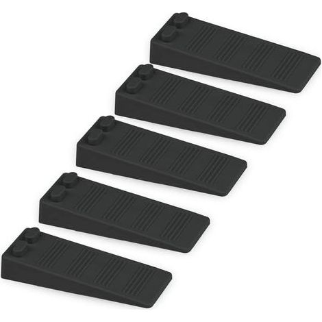 5 pièces cale porte caoutchouc souple, Hauteur Reglable Antidérapante bloc, Non Toxique, Non Odeur arrêt de porte, Protège Sols et Murs, Pour Tapis, Béton, parquets (Noir) (1/5)