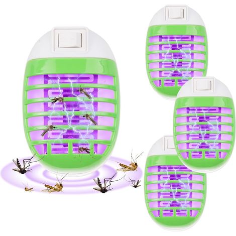 Lampe anti-moustiques électrique 4 pièces, lampe UV anti-moustiques, lampe à brancher, tue les moustiques, les mouches et les mites, pour les espaces intérieurs, salle à manger, chambre, cuisine
