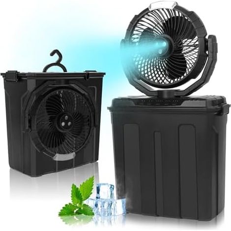 Ventilateur brumisateur portable avec réservoir d'eau de 9 L, 3 vitesses, 3 modes de pulvérisation, batterie rechargeable de 20 000 mAh, ventilateur de refroidissement extérieur pour patios (1/5)