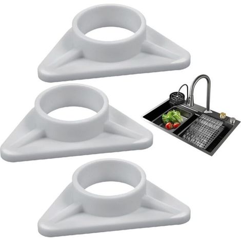 Renforts d'évier plastique renforcé Lot de 3 pour éviers inox Fixation stable Diamètre 36 mm - (1/5)