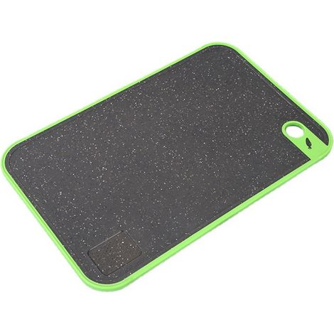Planche à découper double face en plastique vert, grande taille, antidérapante, équipée d'un presse-agrumes et d'un presse-ail, antibactérienne et compatible lave-vaisselle, idéale pour couper les fru (1/5)