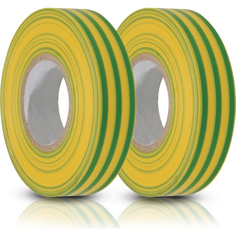 Dapetz ® Green/Yellow (Earth) PVC Electrical Insulation Tape - 21m x 19mm - Premium Twin Pack - 2 Rolls of Tape (1/5)