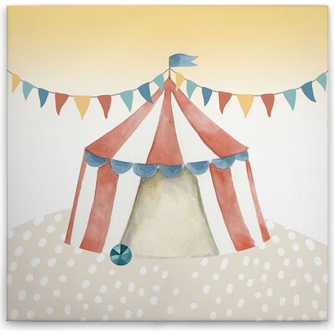 Leinwandbild Zirkuszelt Kinderzimmer M1-No.50568 - Kunstdruck auf Leinwand in Bunt Beige - Wandbild 30 x 30 cm (1/5)