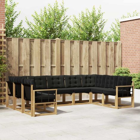 vidaXL Outdoor-Sofagarnitur mit Kissen 9 pcs Weiß und Schwarz (1/5)