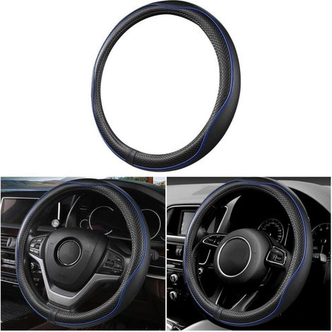 Lenkradbezug Auto Universal 38cm Schwarz Blau Atmungsaktiv Sport Anti Rutsch (1/5)