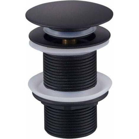 Bonde de Vidage Pop Up Universelle Sans Trop-Plein, Bonde de Lavabo Design en Laiton Noir Mat, Système Clic-Clac Silencieux et Étanche pour Salle de Bain Moderne (1/5)