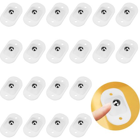 20 pezzi rotelle a sfera autoadesive rotelle a sfera di trasferimento cuscinetto trasportatore con 2 fori di montaggio piccole rotelle per mobili per piccoli mobili, attrezzature di trasporto, bianco (1/5)