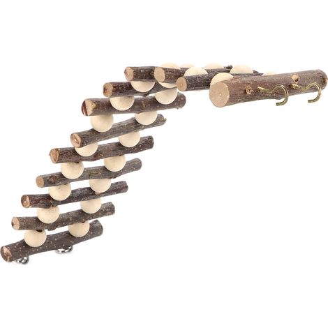 Échelle en bois flexible pour hamster, jouet à mâcher avec perles pour petits animaux de compagnie (1/5)