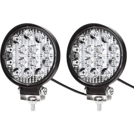 x 42W Runde LED-Arbeitsscheinwerfer Projektor 12V 24V Wasserdicht IP67 Auto LED Flutlicht Spot Rückfahrscheinwerfer für Auto LKW Traktor SUV Boot (2 Stück) (1/5)