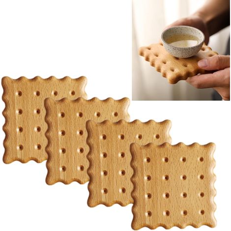 Cuatro posavasos de madera originales, perfectos para bares, cafeterías y otros establecimientos. Bonitos, fáciles de limpiar y que también pueden usarse como elementos decorativos. (1/4)