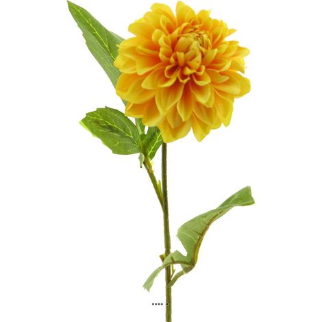 Fleur artificielle Dahlia H 48 cm &ndash Une fausse fleur au réalisme saisissant Jaune - couleur: Jaune