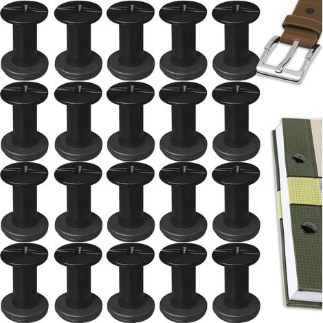 20 Kits Vis Chicago Screws,M512mm Vis de Livre,Rivet a Visser de remplacement en métal pour sacs, livres, colliers, sacs à dos, laisses de chien, laisses (Noir Mat) (1/5)