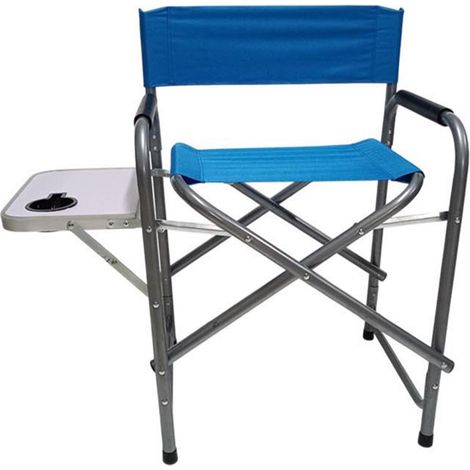 Sedia da Regista Pieghevole con Tavolino Laterale e Porta Bicchiere per Campeggio Giardino Pesca e Outdoor in Metallo e Tessuto Poliestere 600D  cm 83x47x80 poltrona Comfort  Colori Assortiti. - color